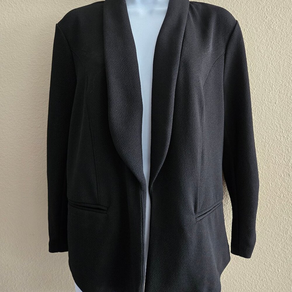 Bar III Black Open Front Blazer Jacket Shawl Collar Size Large